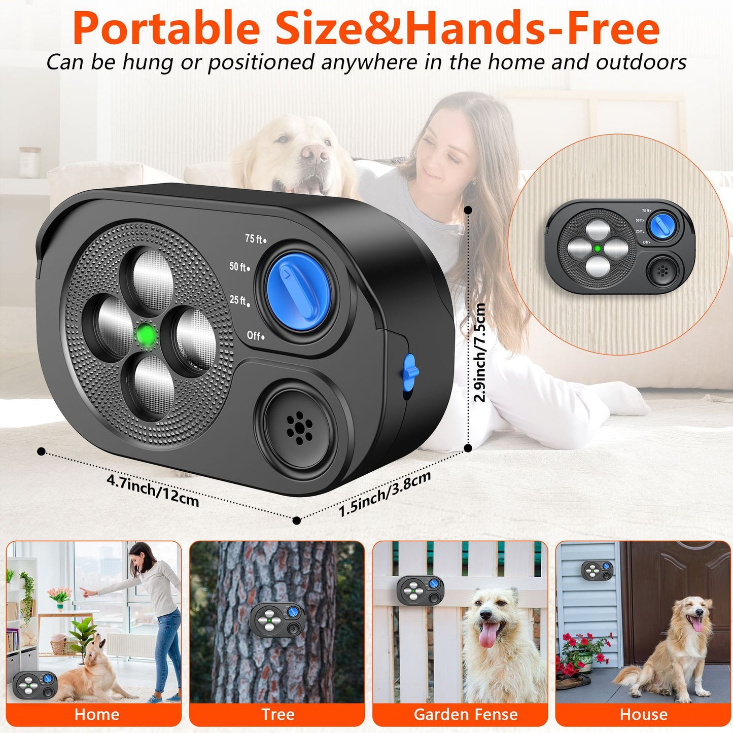 Black Ultrasonic Anti-Bark Dog Trainer - Safe and Effective Bark Control Device