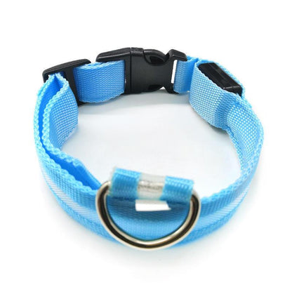 L Size USB Rechargeable LED Dog Collar Nylon Glow Flashing Light Up Neck Strap - Pink
