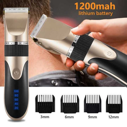 Grey Rechargeable Pet Hair Clipper with Adjustable Blades