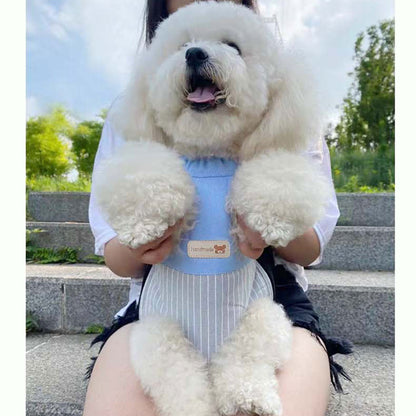 Size XXL Blue-Gray Patchwork Pet Backpack Dog Carrier Cat Travel Bag - Breathable, Portable & Hands-Free Four-Leg Design