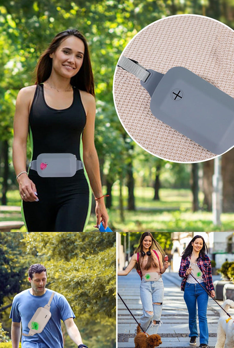 Pink Silicone Pet Treat Pouch for Dog Training - Portable Waist Bag with Waste Bag Holder