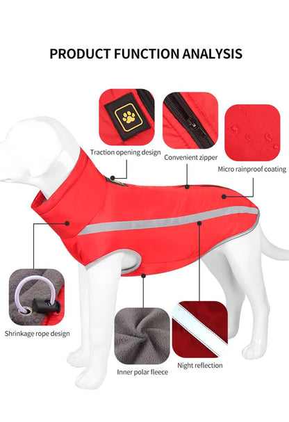 Size 5XL Pink Reflective Winter Dog Jacket - Warm & Waterproof Outdoor Coat for Large Breeds