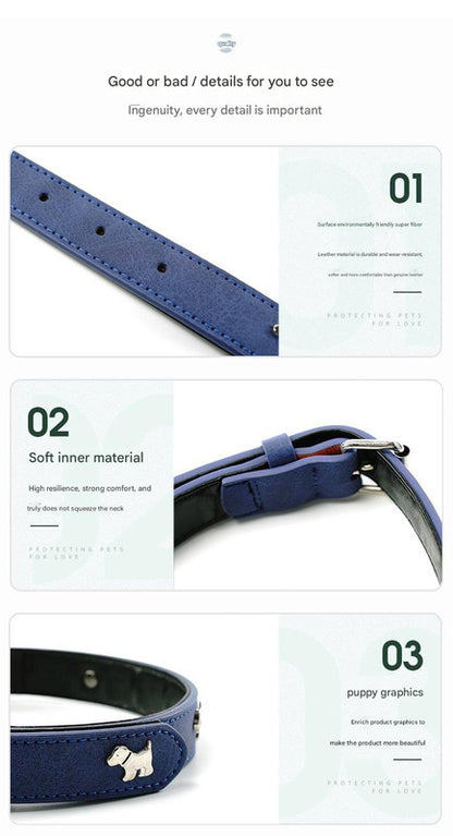 2 PCS Green Soft Leather Dog Collar - Adjustable & Durable for Medium/Large Dogs S-(48*2.0cm)