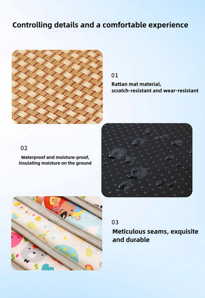 Size S Style 2 Colorful Pet Cooling Mat for Dogs and Cats - Summer Breathable Woven Rattan Bed with Sponge Cushion, Durable and Chew-Resistant
