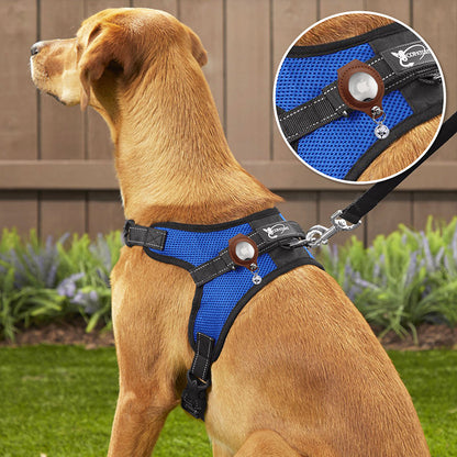 XL Black Secure Nylon Dog Collar with Built-in Apple AirTag (not included) Holder Case - Pet Tracker Accessory