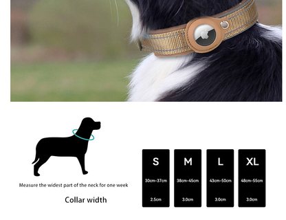 XL Orange Secure Nylon Dog Collar with Built-in Apple AirTag (not included) Holder Case - Pet Tracker Accessory
