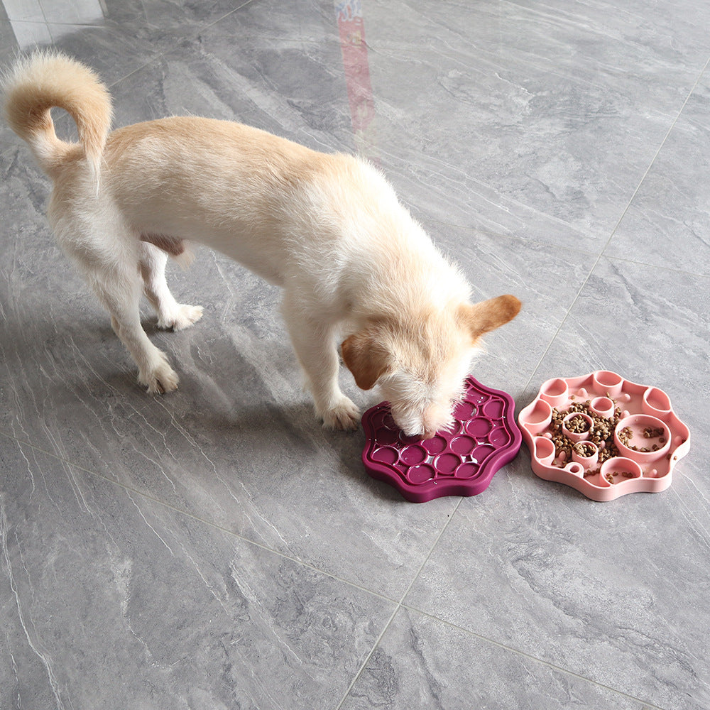 Silicone Dog Slow Feeder and Licking Mat - 2 in 1 Puzzle Bowl for Dog Slow Feeding(Grape purple)