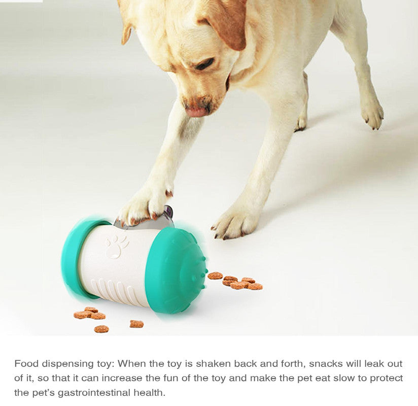Pet Tumbler Treat Dispenser Ball,Interactive Feeding Toy for Dogs and Cats(Yellow and white)