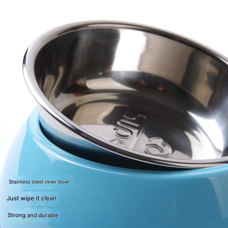 Elevated Pet Feeding Bowl with Stainless Steel Inner - Promotes Healthy Digestion & Reduces Neck Strain(White)