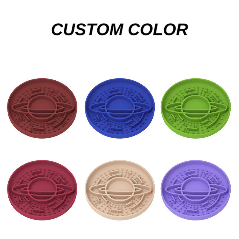 Purple Silicone Planet Slow Feeder Dog Bowl - 2-in-1 Anti-Choke Lick Mat for Healthy Eating & Fun