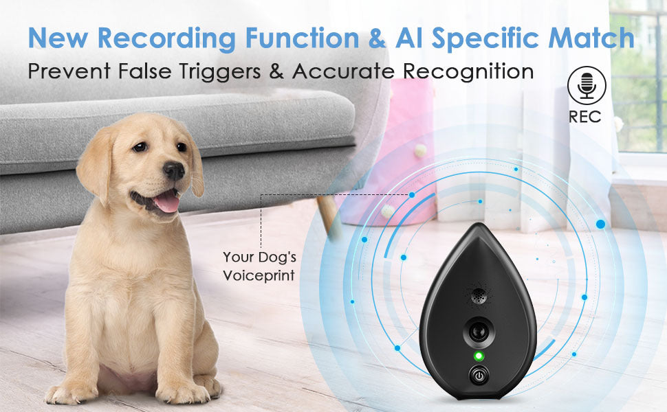 Dark Grey Ultrasonic Anti-Barking Device - Automatic Dog Bark Control & Training Aid | Rechargeable, 3 Modes, 50ft Range