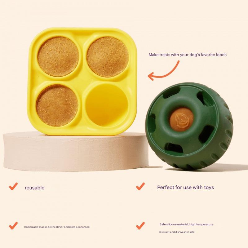 Interactive Dog Treat Dispensing Ball & Silicone Treat Mold Set - Durable,  Dishwasher Safe(orange)