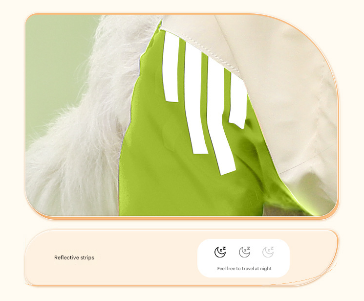 Colorblock (Beige blue) Dog Raincoat - Waterproof with Hood and Reflective Strips (Size XL)