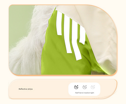 Colorblock (Beige blue) Dog Raincoat - Waterproof with Hood and Reflective Strips (Size S)