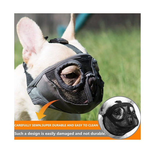 Pink Adjustable Breathable Mesh Dog Muzzle for Short-Nosed Breeds(Size L)